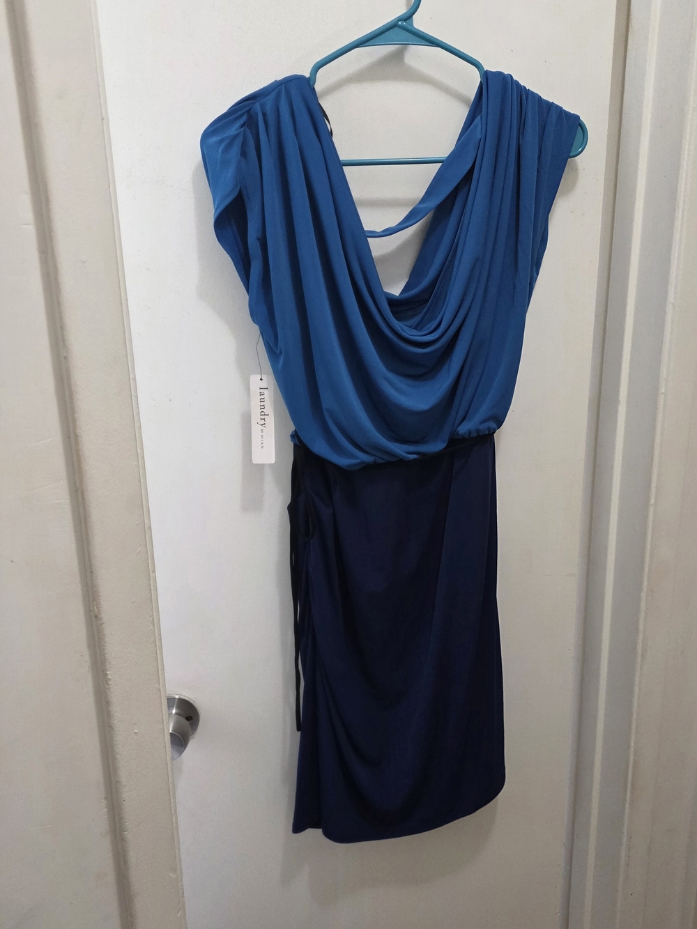 Landry Draped Two-Tone Blue Women's Dress